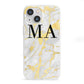 Gold Marble Custom Initials iPhone 13 Mini Clear Bumper Case