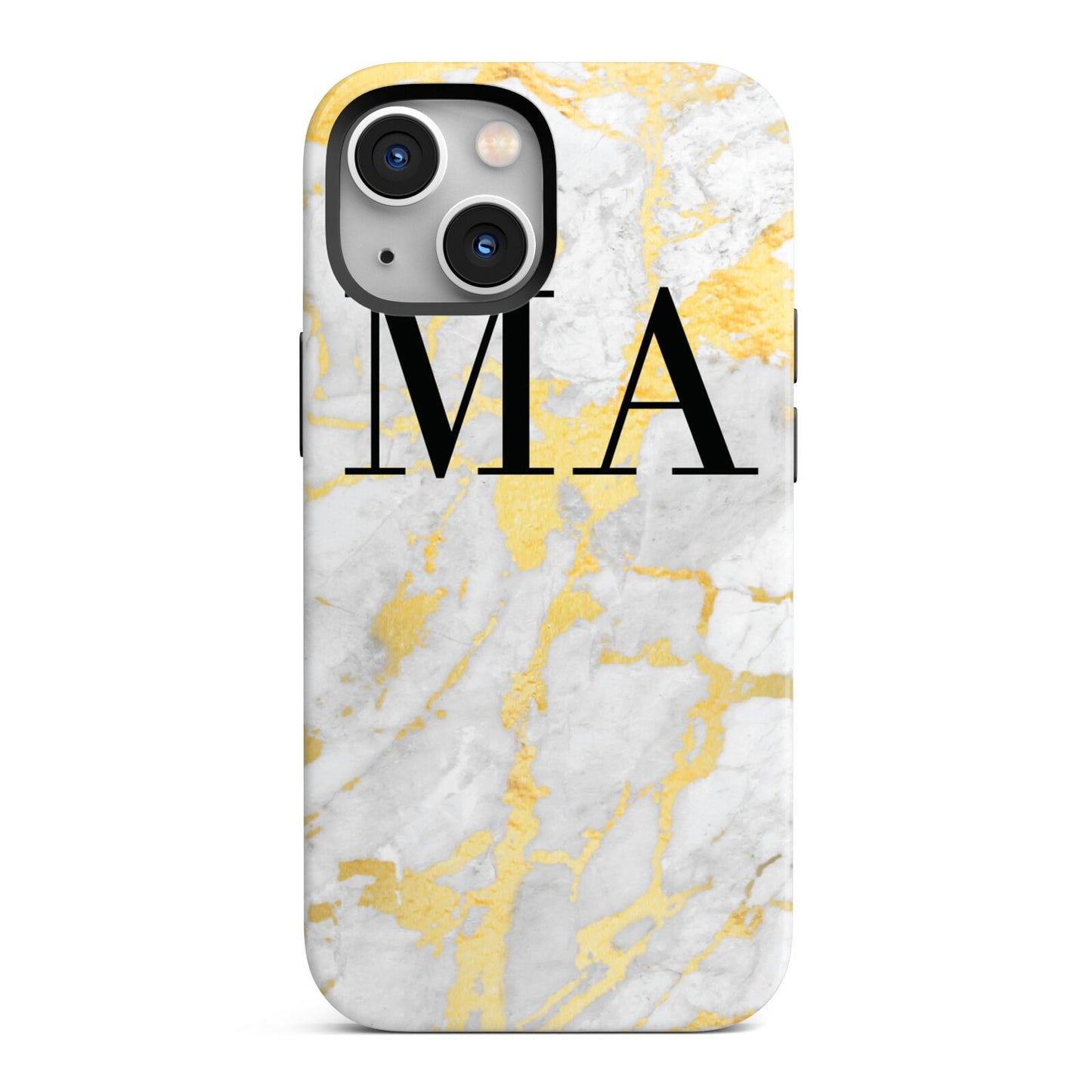 Gold Marble Custom Initials iPhone 13 Mini Full Wrap 3D Tough Case