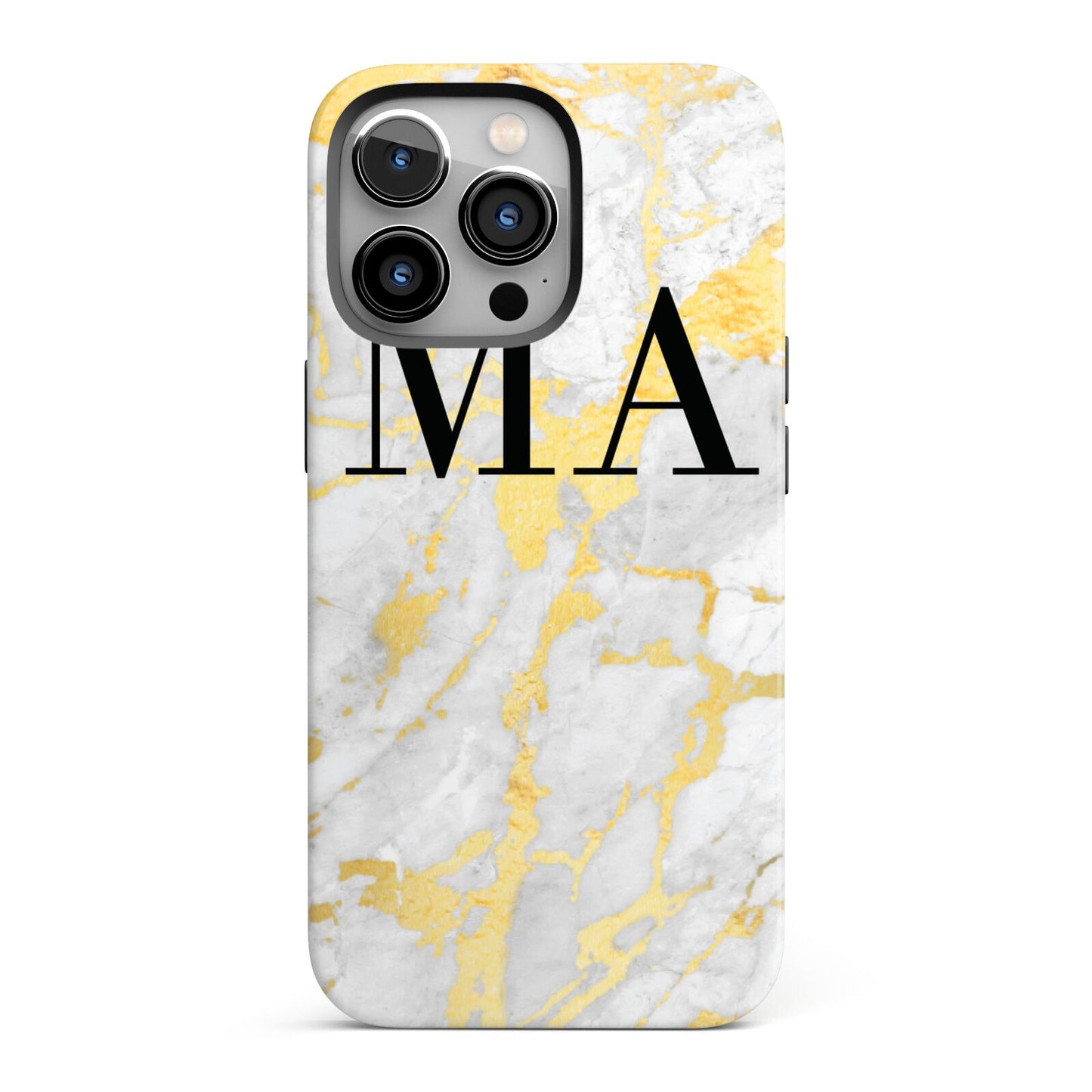 Gold Marble Custom Initials iPhone 13 Pro Full Wrap 3D Tough Case