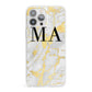 Gold Marble Custom Initials iPhone 13 Pro Max Clear Bumper Case