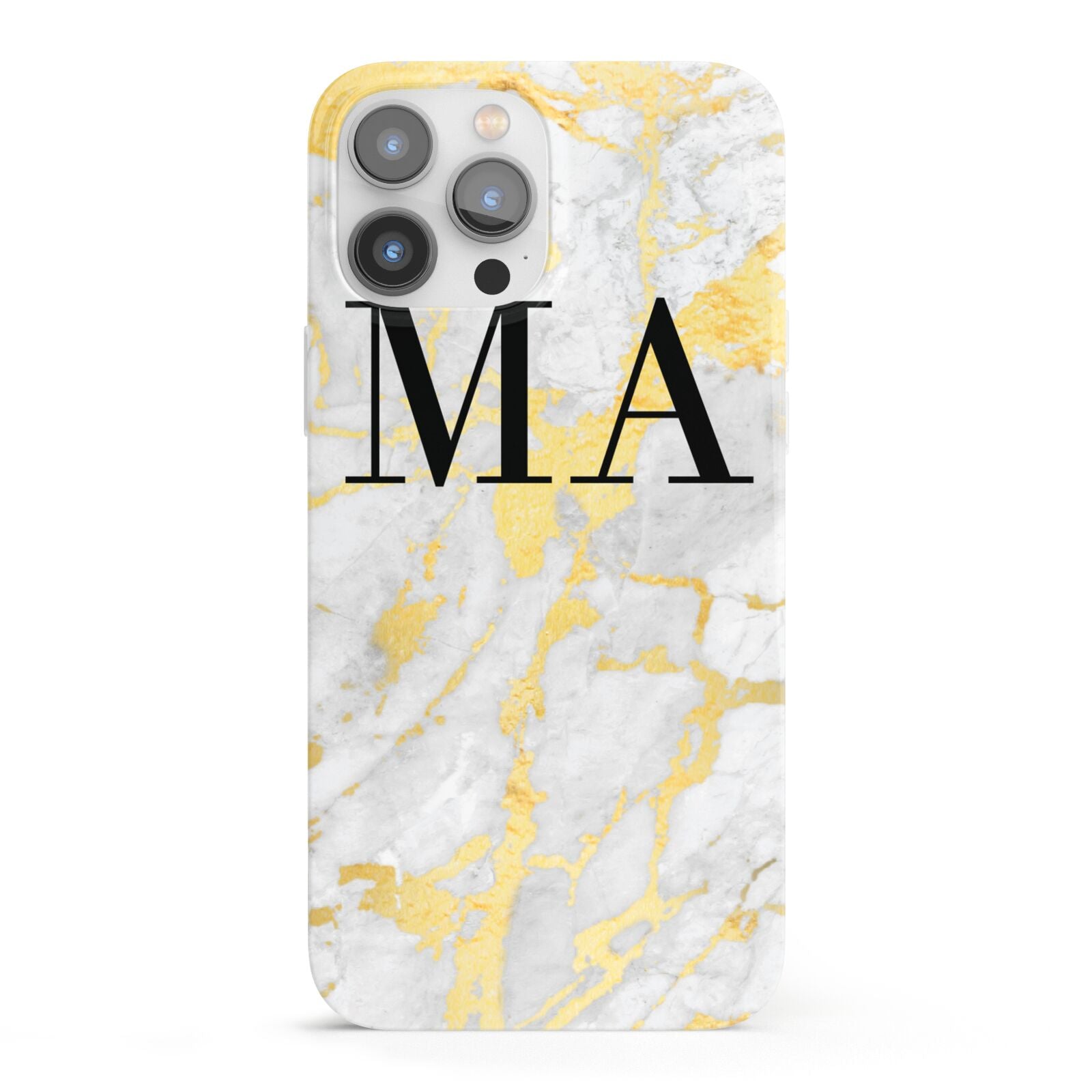 Gold Marble Custom Initials iPhone 13 Pro Max Full Wrap 3D Snap Case
