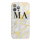 Gold Marble Custom Initials iPhone 13 Pro Max TPU Impact Case with Pink Edges