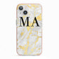 Gold Marble Custom Initials iPhone 13 TPU Impact Case with Pink Edges