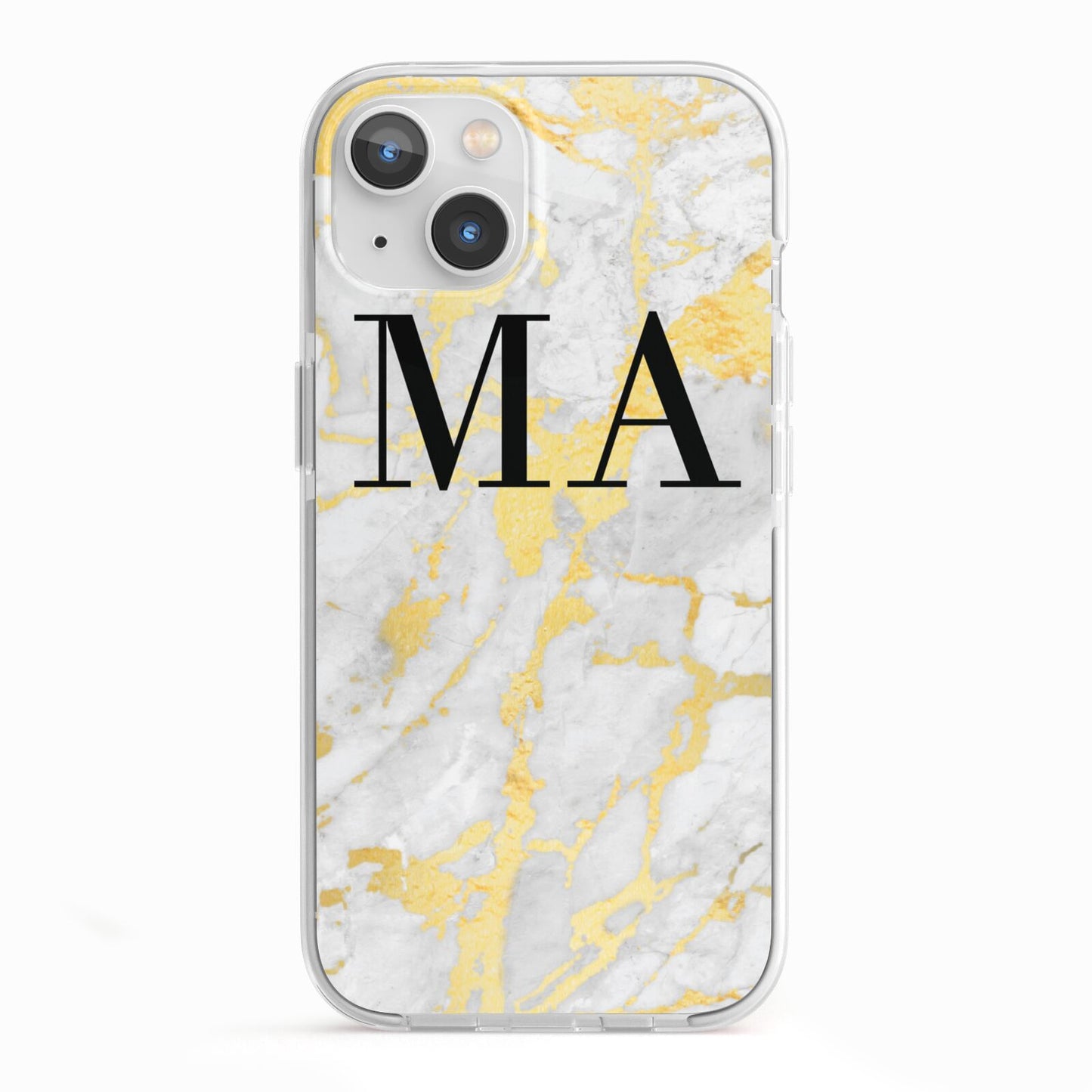 Gold Marble Custom Initials iPhone 13 TPU Impact Case with White Edges