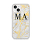 Gold Marble Custom Initials iPhone 14 Clear Tough Case Starlight