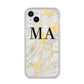 Gold Marble Custom Initials iPhone 14 Plus Clear Tough Case Starlight
