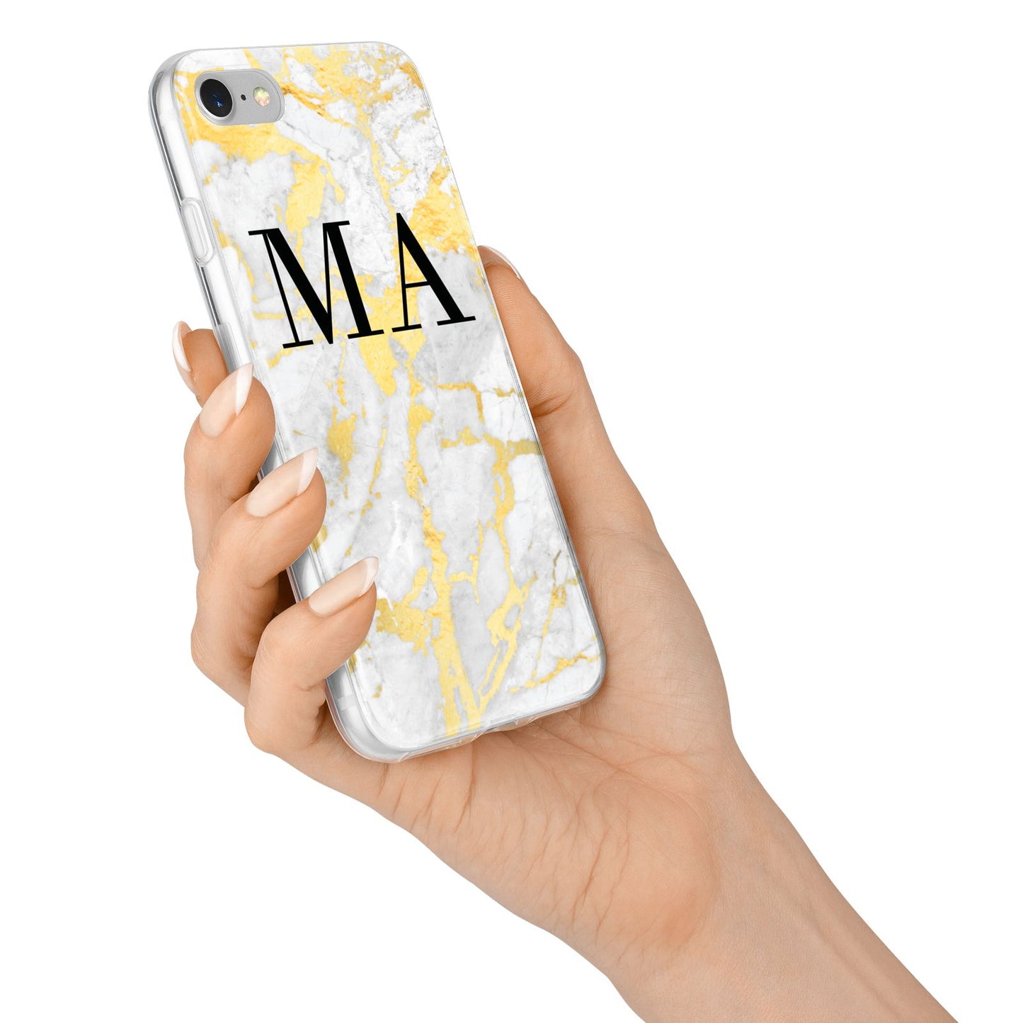 Gold Marble Custom Initials iPhone 7 Bumper Case on Silver iPhone Alternative Image