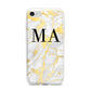 Gold Marble Custom Initials iPhone 7 Bumper Case on Silver iPhone