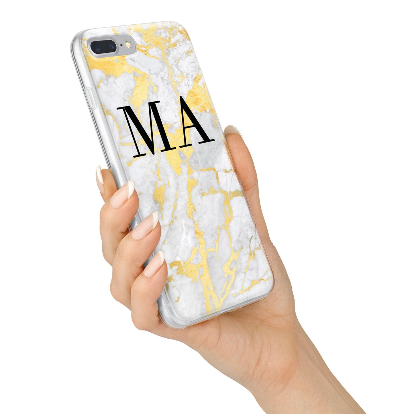 Gold Marble Custom Initials iPhone 7 Plus Bumper Case on Silver iPhone Alternative Image