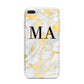 Gold Marble Custom Initials iPhone 7 Plus Bumper Case on Silver iPhone
