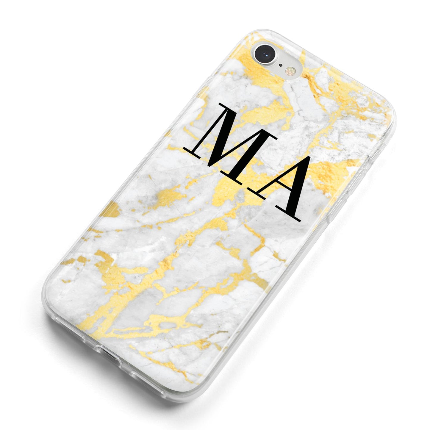 Gold Marble Custom Initials iPhone 8 Bumper Case on Silver iPhone Alternative Image