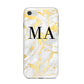 Gold Marble Custom Initials iPhone 8 Bumper Case on Silver iPhone