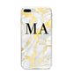 Gold Marble Custom Initials iPhone 8 Plus Bumper Case on Silver iPhone
