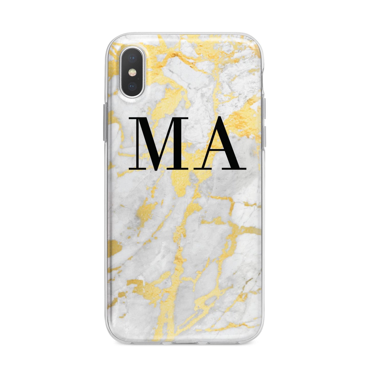 Gold Marble Custom Initials iPhone X Bumper Case on Silver iPhone Alternative Image 1