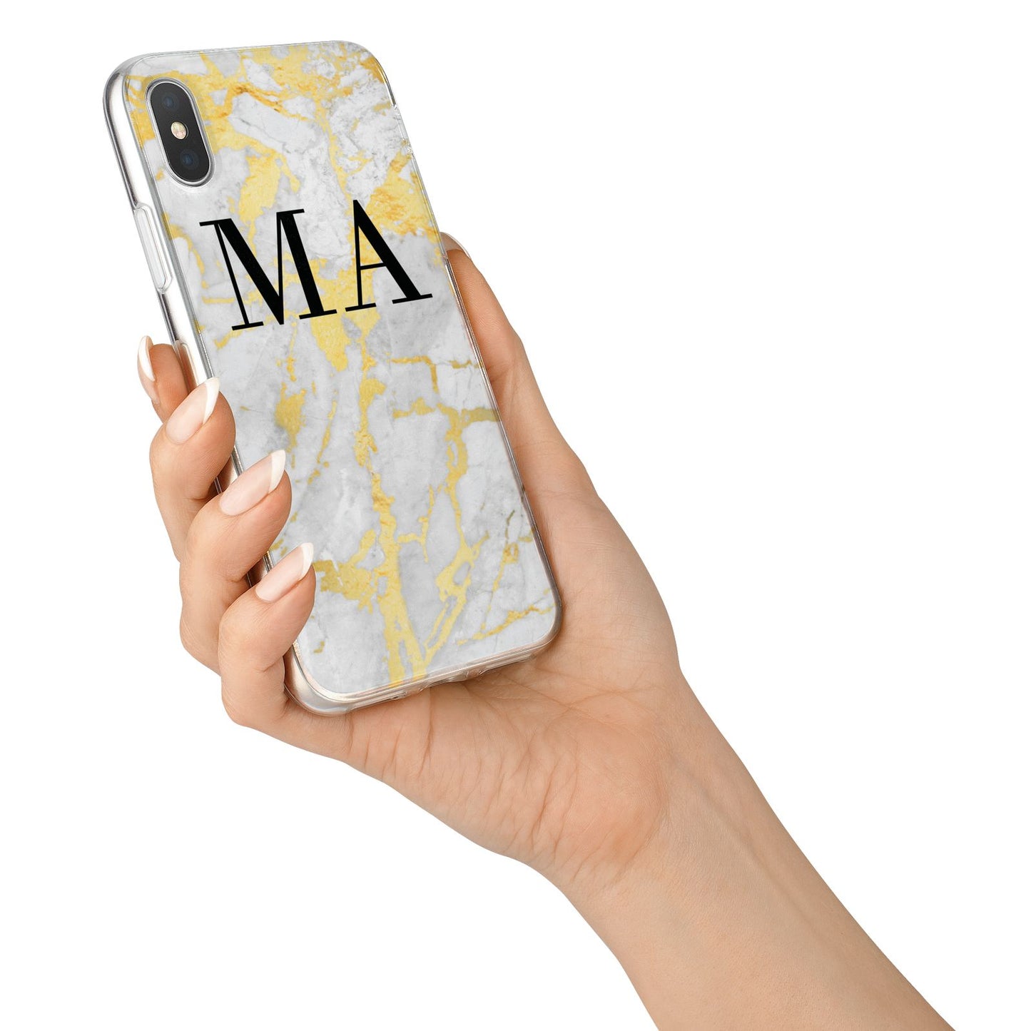 Gold Marble Custom Initials iPhone X Bumper Case on Silver iPhone Alternative Image 2