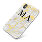 Gold Marble Custom Initials iPhone X Bumper Case on Silver iPhone