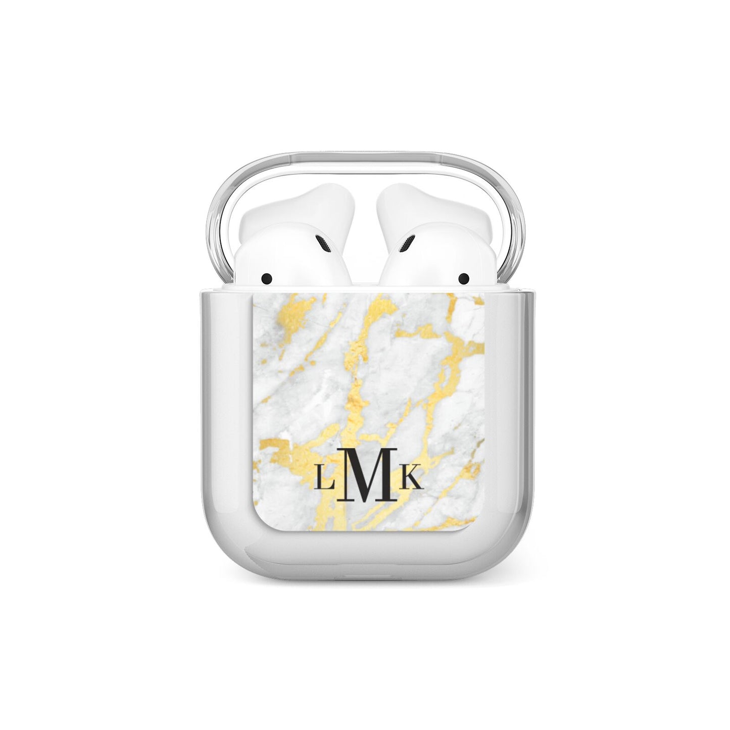 Gold Marble Initials Customised AirPods Case