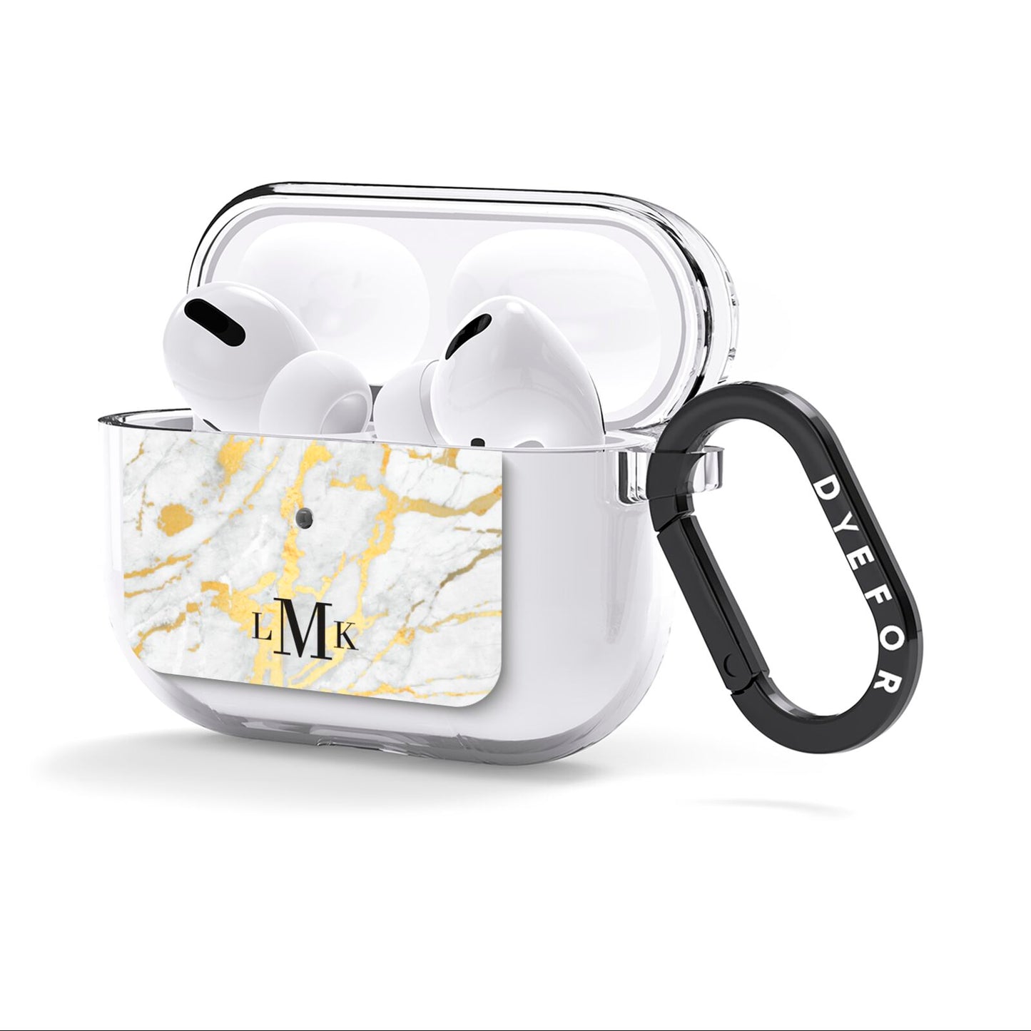 Gold Marble Initials Customised AirPods Clear Case 3rd Gen Side Image