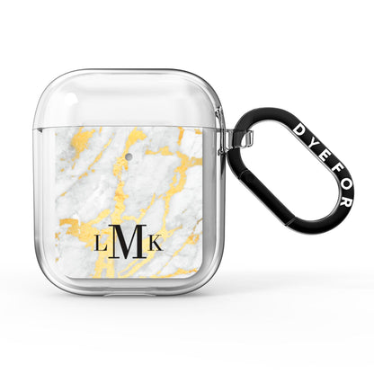 Gold Marble Initials Customised AirPods Clear Case