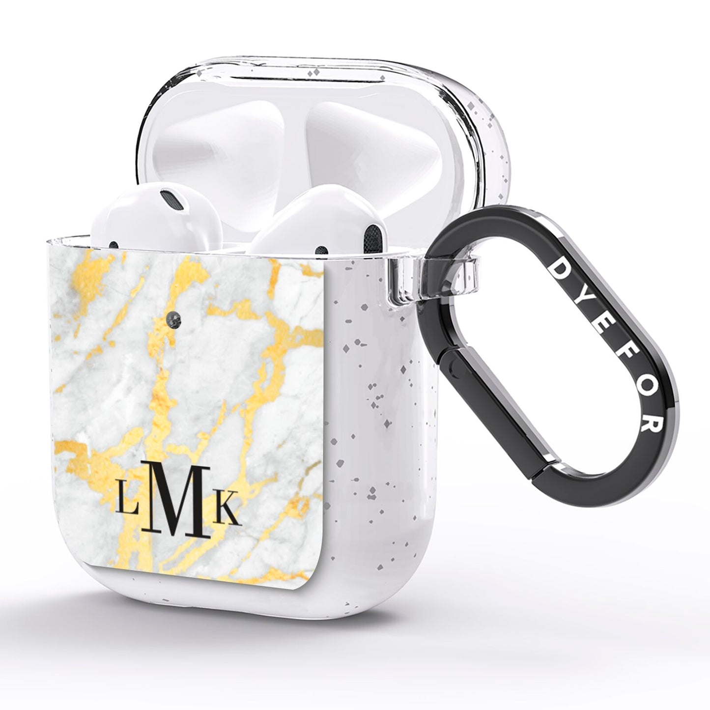 Gold Marble Initials Customised AirPods Glitter Case Side Image