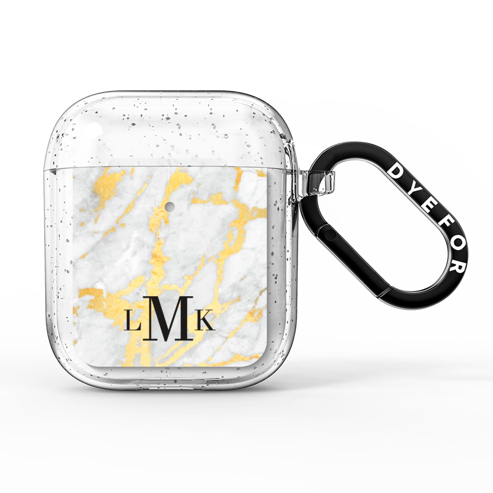 Gold Marble Initials Customised AirPods Glitter Case