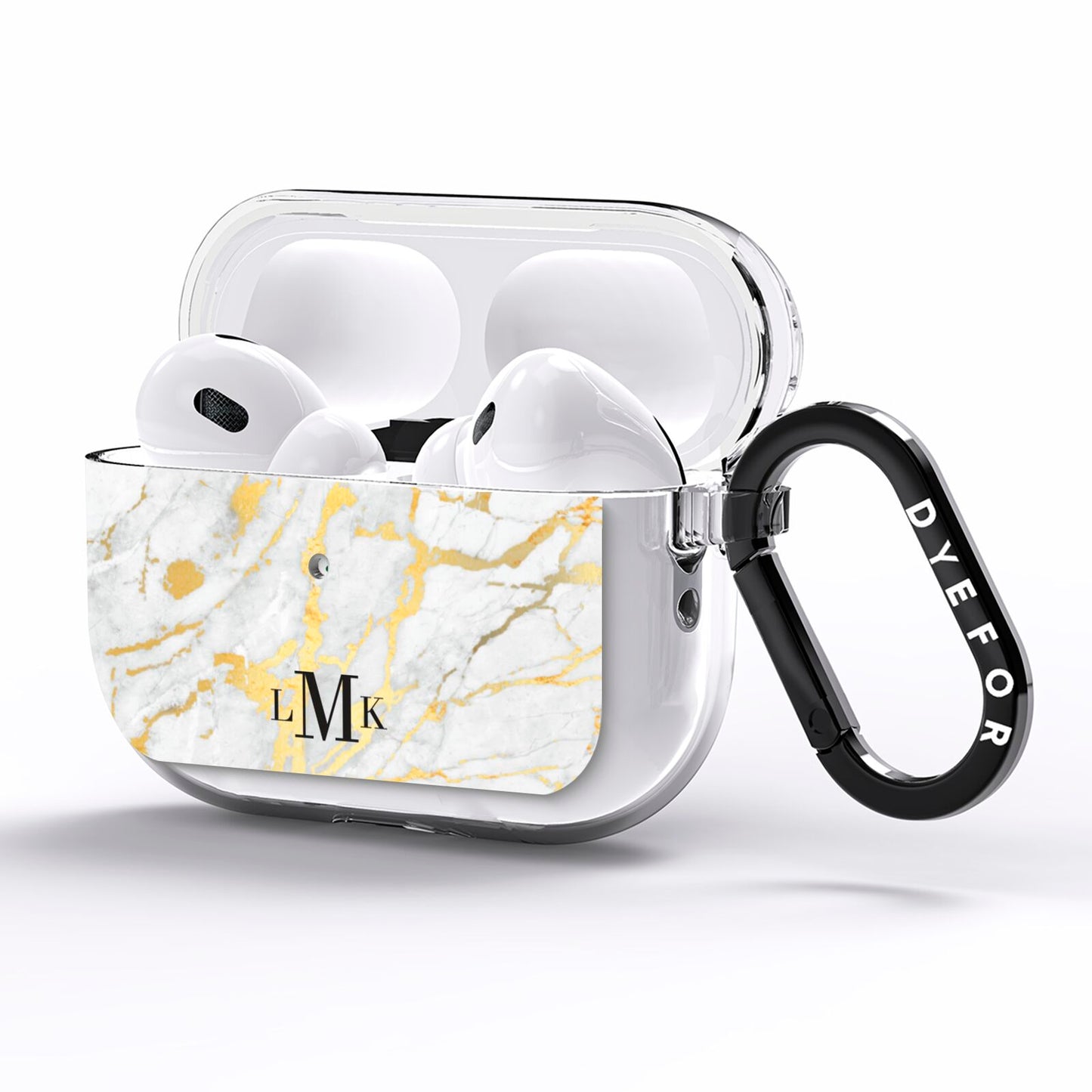 Gold Marble Initials Customised AirPods Pro Clear Case Side Image