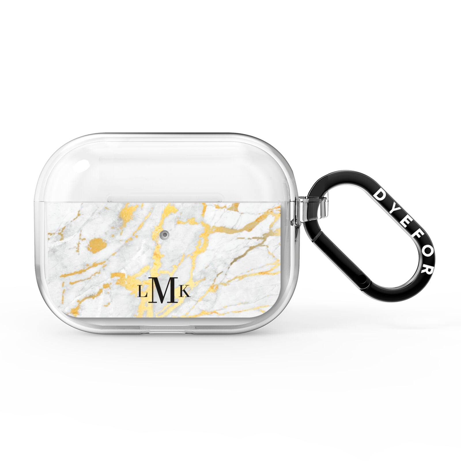 Gold Marble Initials Customised AirPods Pro Clear Case