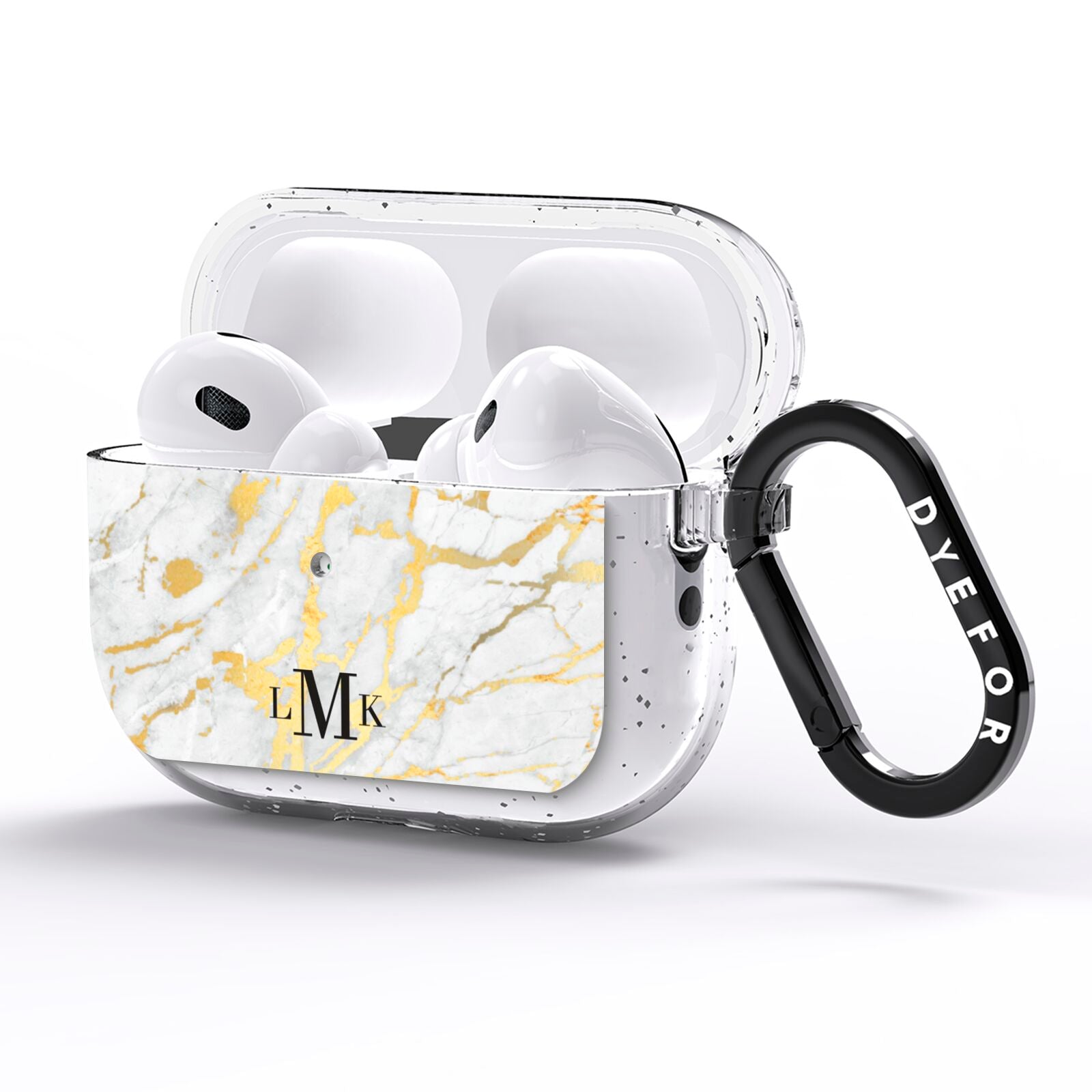 Gold Marble Initials Customised AirPods Pro Glitter Case Side Image