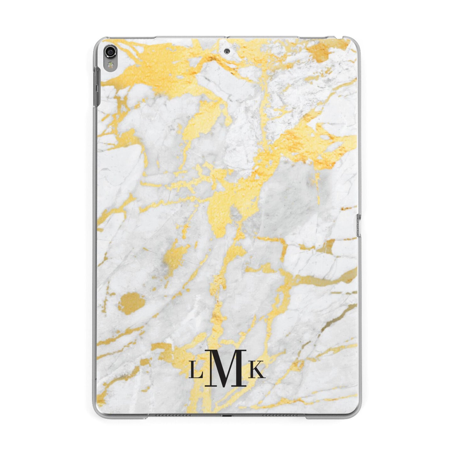 Gold Marble Initials Customised Apple iPad Grey Case