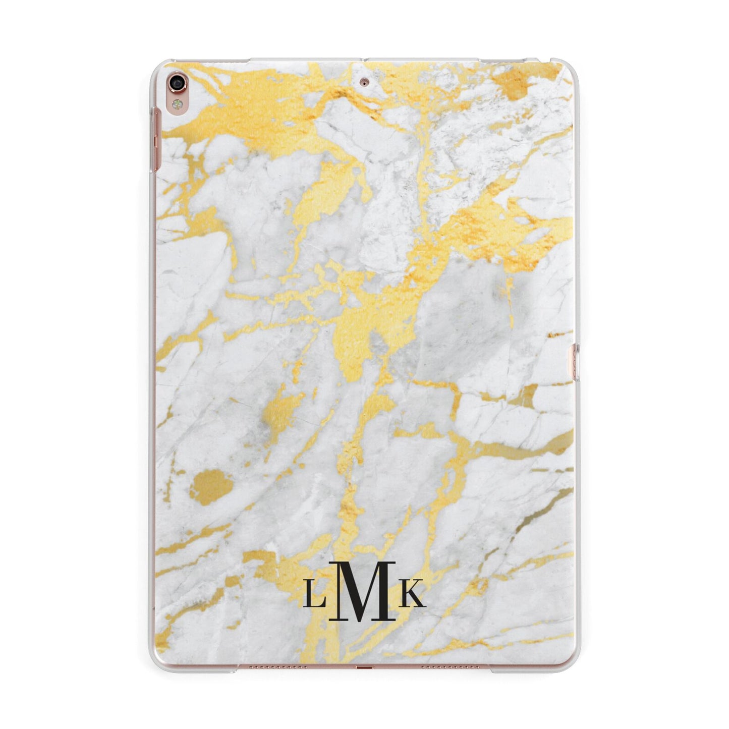 Gold Marble Initials Customised Apple iPad Rose Gold Case