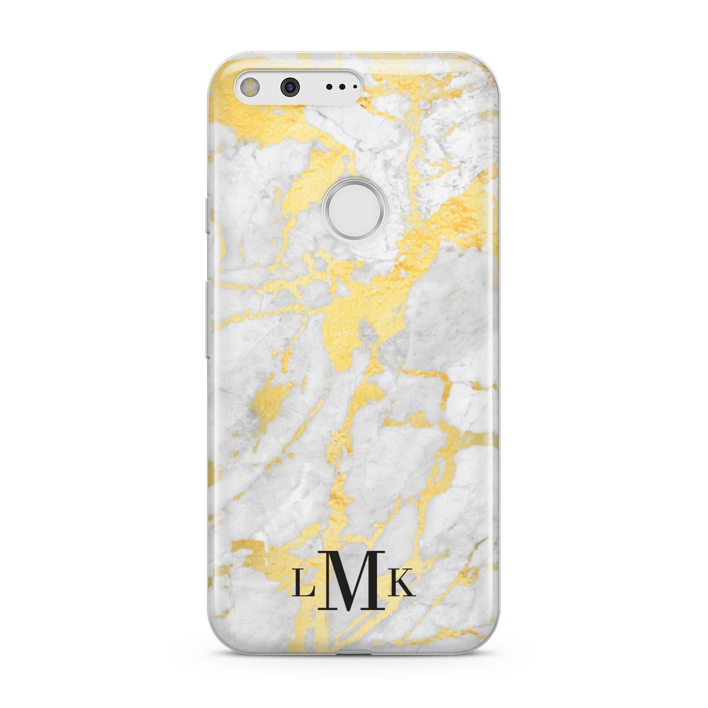 Gold Marble Initials Customised Google Pixel Case