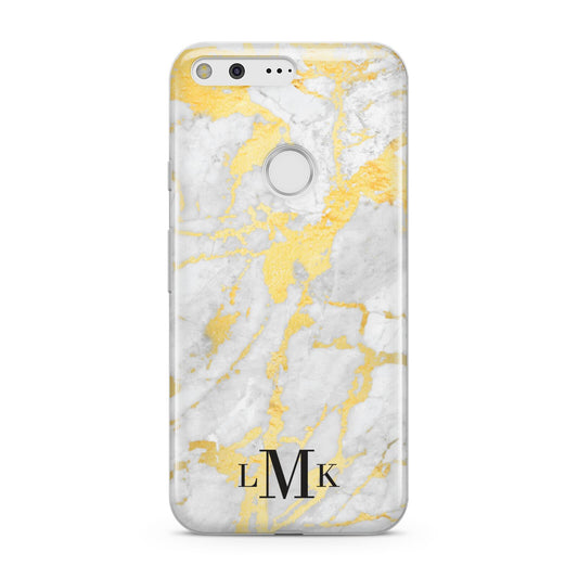 Gold Marble Initials Customised Google Pixel Case