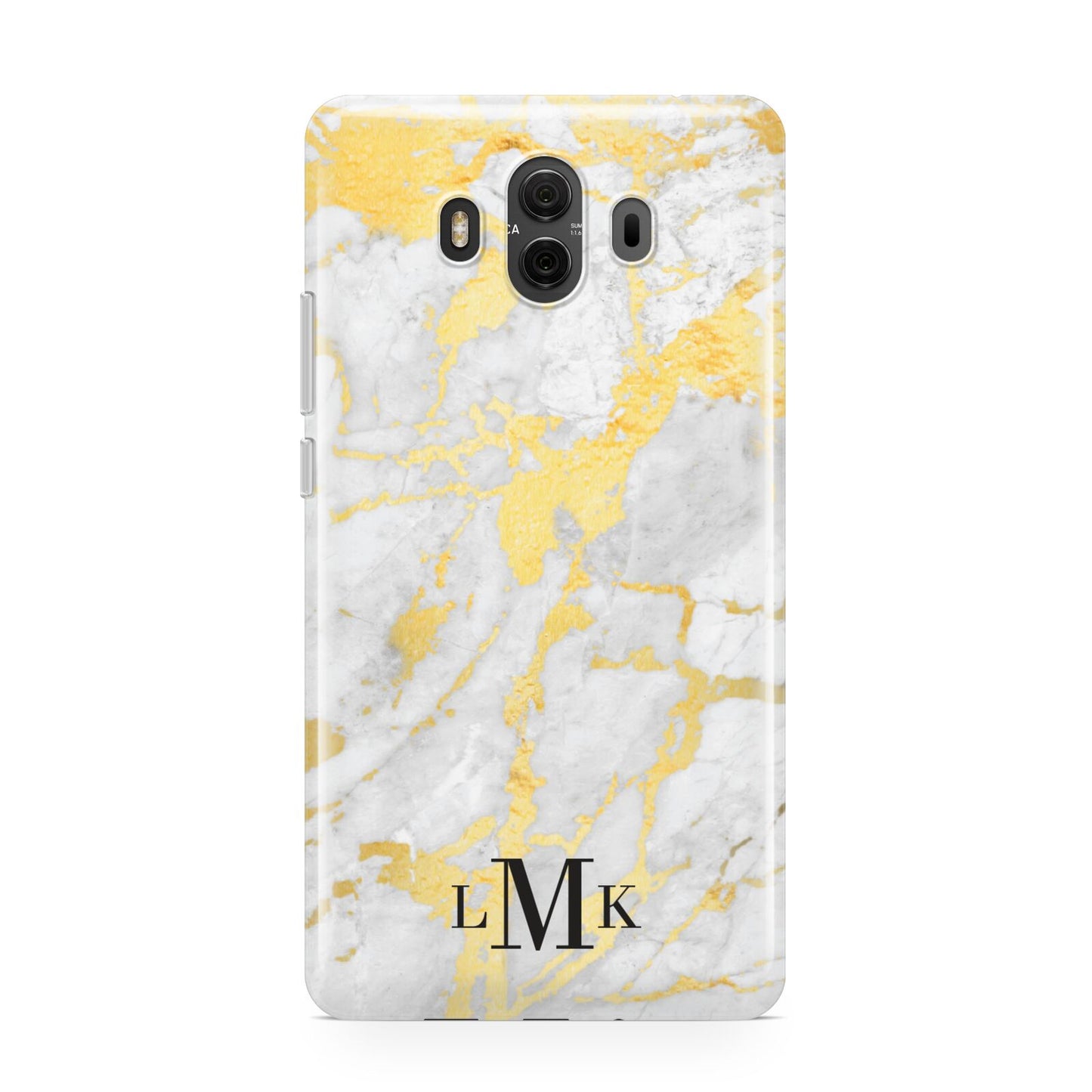 Gold Marble Initials Customised Huawei Mate 10 Protective Phone Case