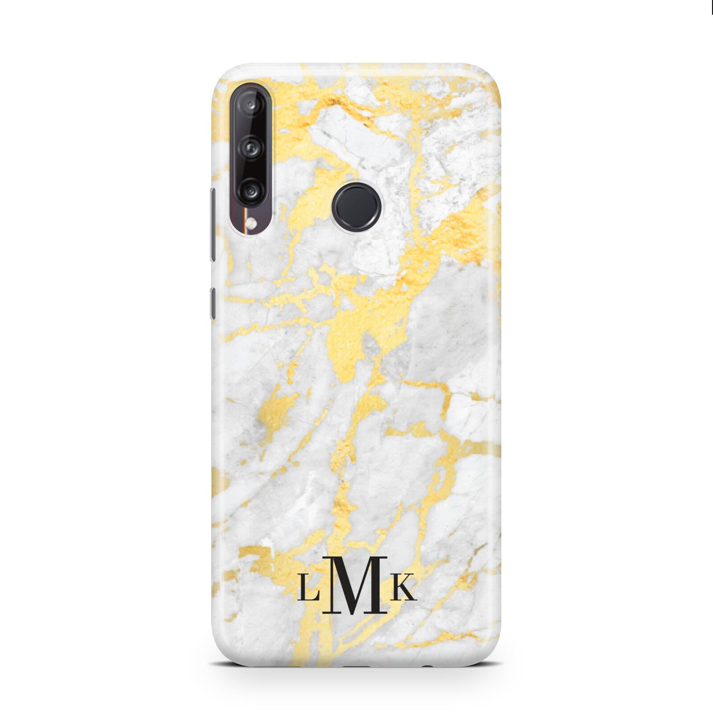 Gold Marble Initials Customised Huawei P40 Lite E Phone Case