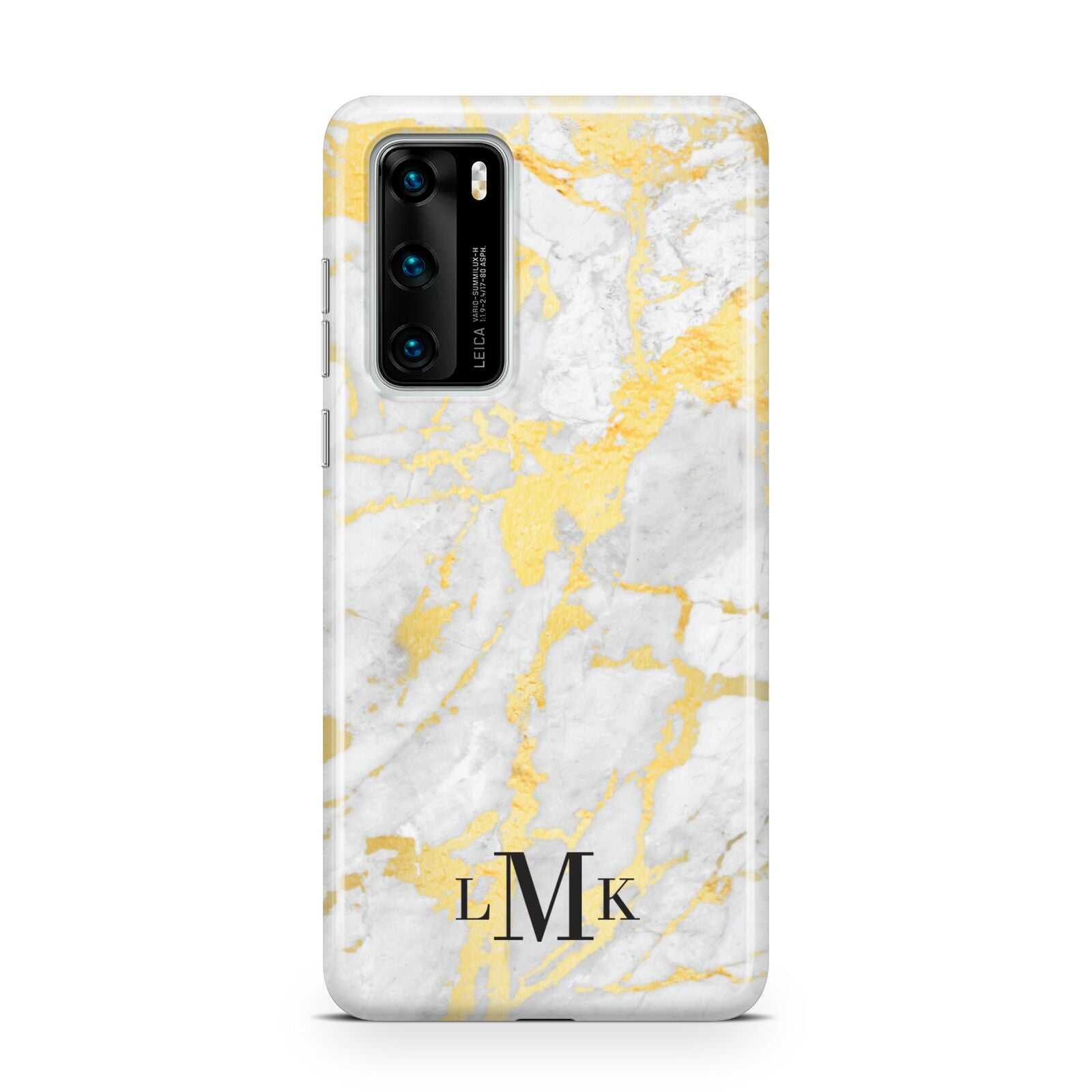 Gold Marble Initials Customised Huawei P40 Phone Case