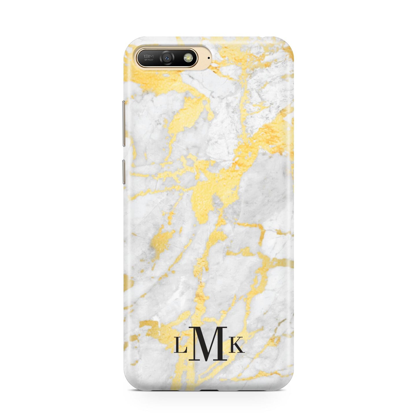 Gold Marble Initials Customised Huawei Y6 2018