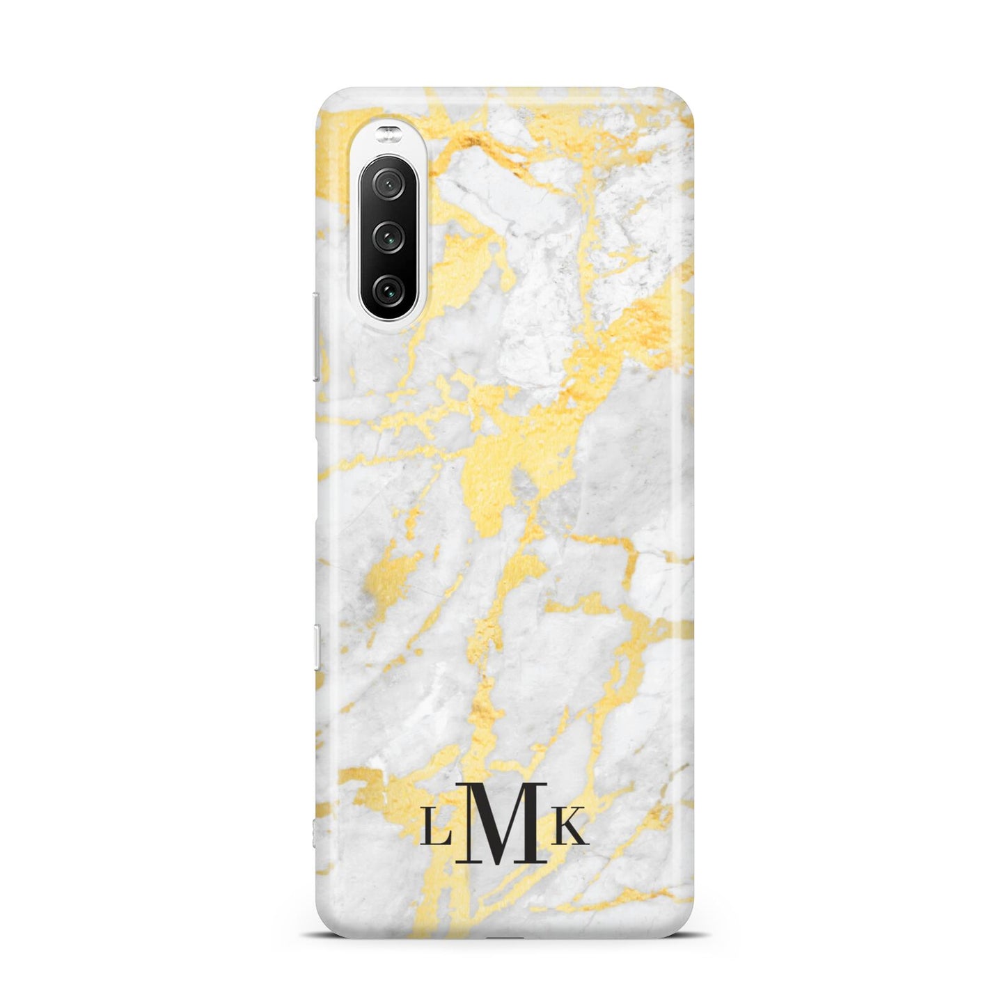 Gold Marble Initials Customised Sony Xperia 10 III Case