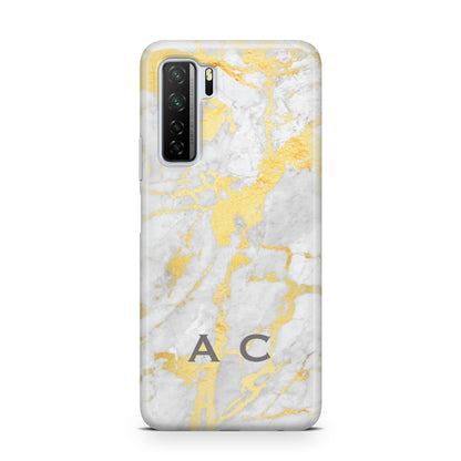 Gold Marble Initials Personalised Huawei P40 Lite 5G Phone Case