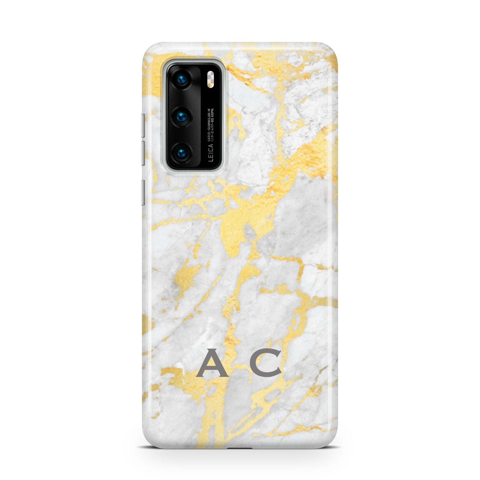 Gold Marble Initials Personalised Huawei P40 Phone Case