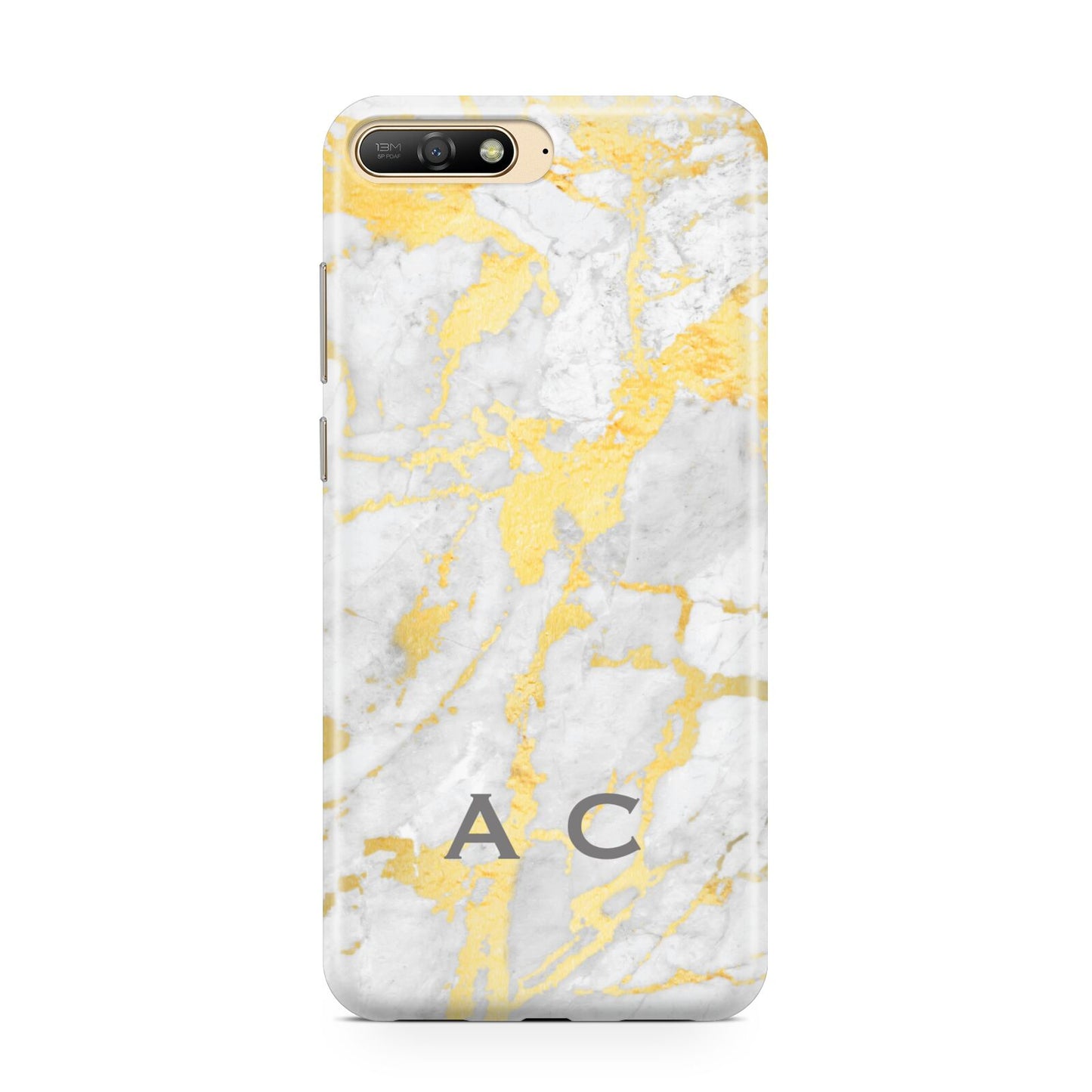 Gold Marble Initials Personalised Huawei Y6 2018