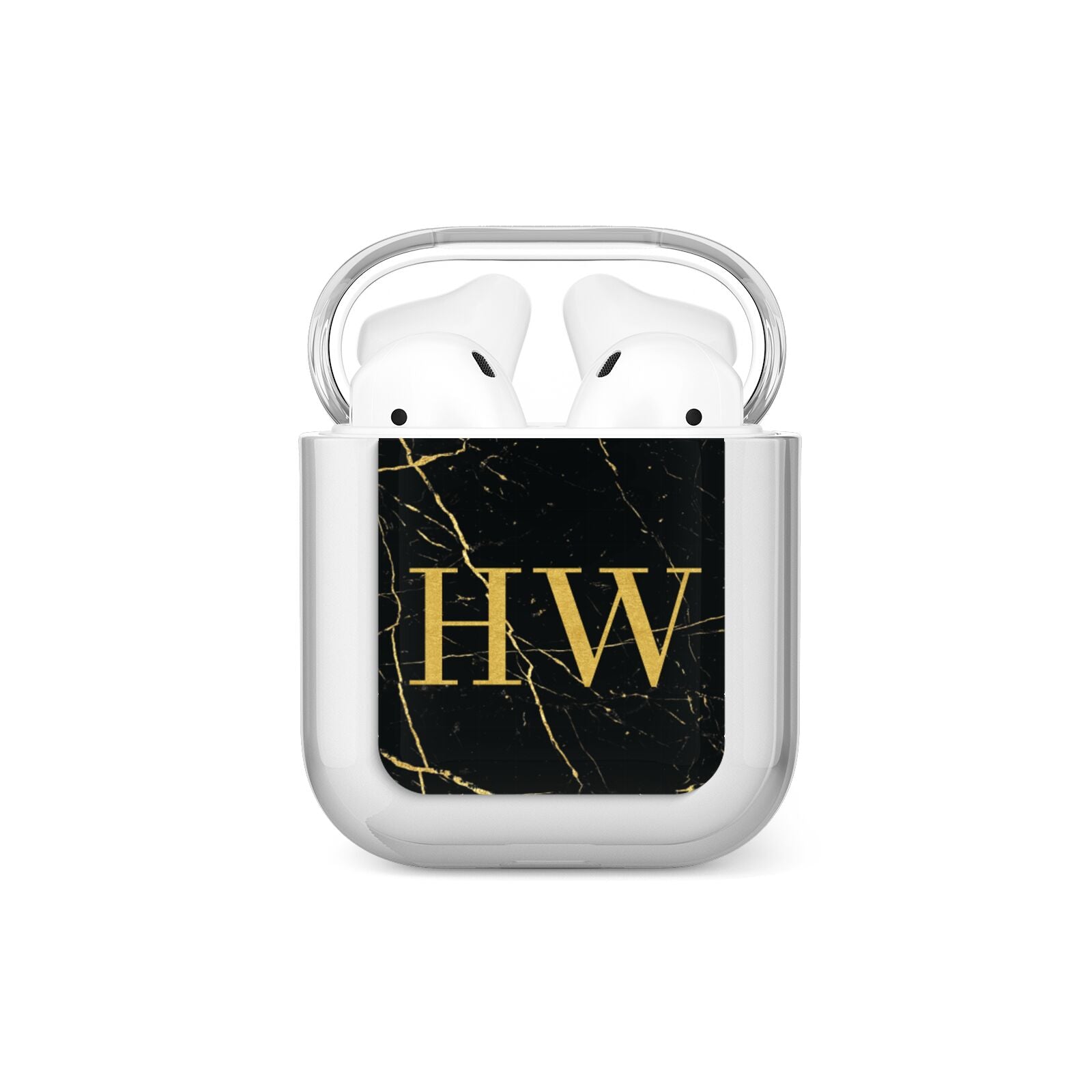 Gold Marble Monogram Personalised AirPods Case