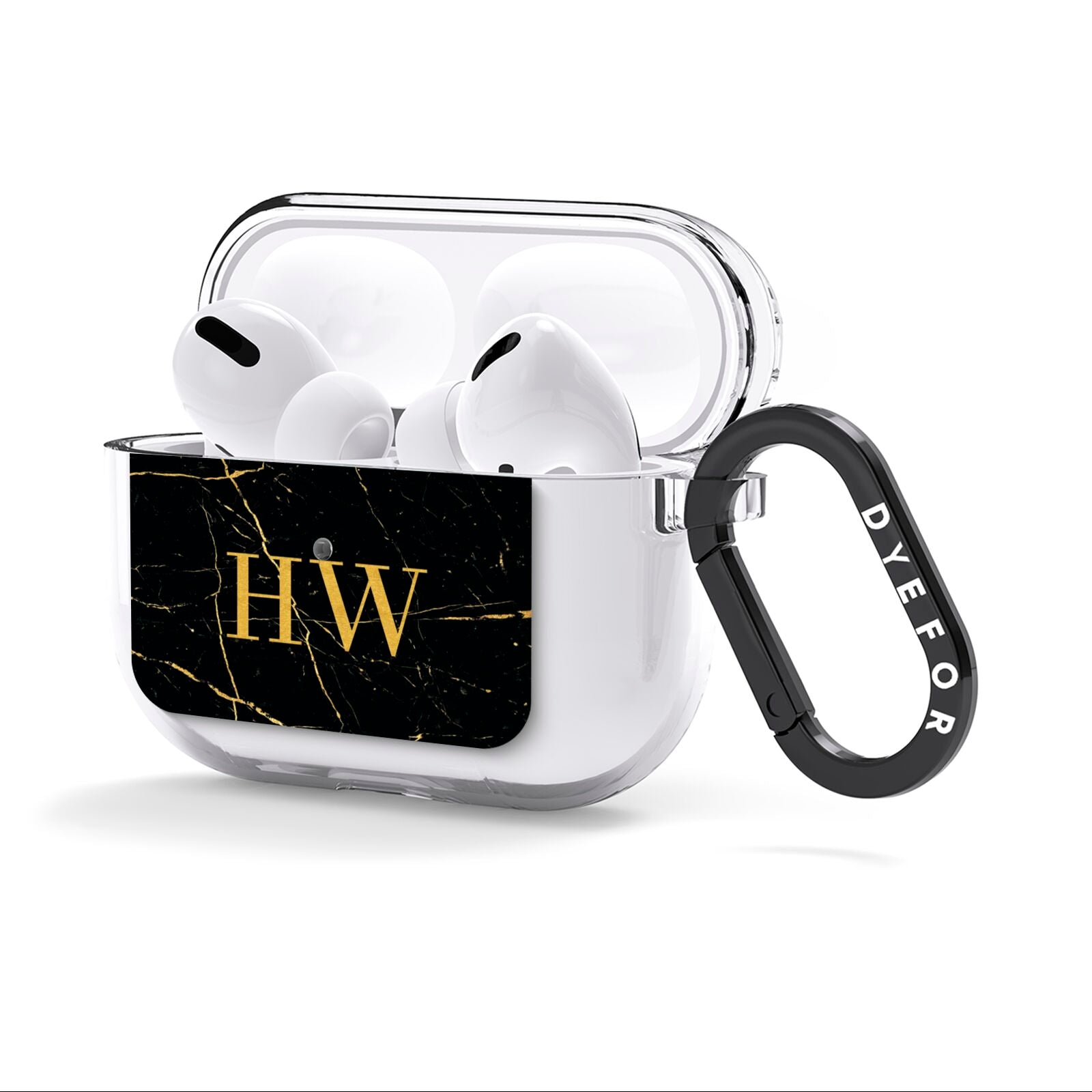 Gold Marble Monogram Personalised AirPods Clear Case 3rd Gen Side Image