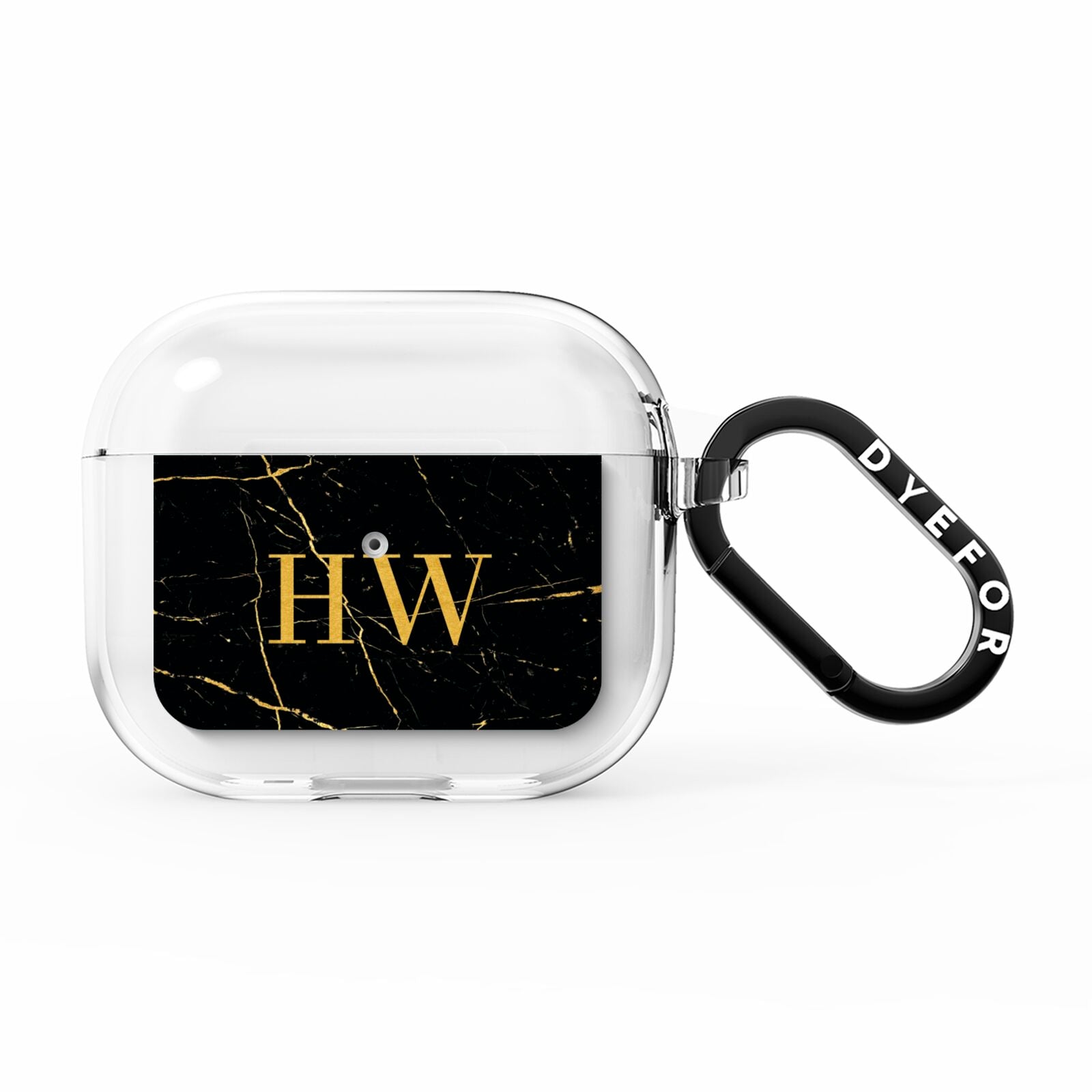 Gold Marble Monogram Personalised AirPods Clear Case 3rd Gen