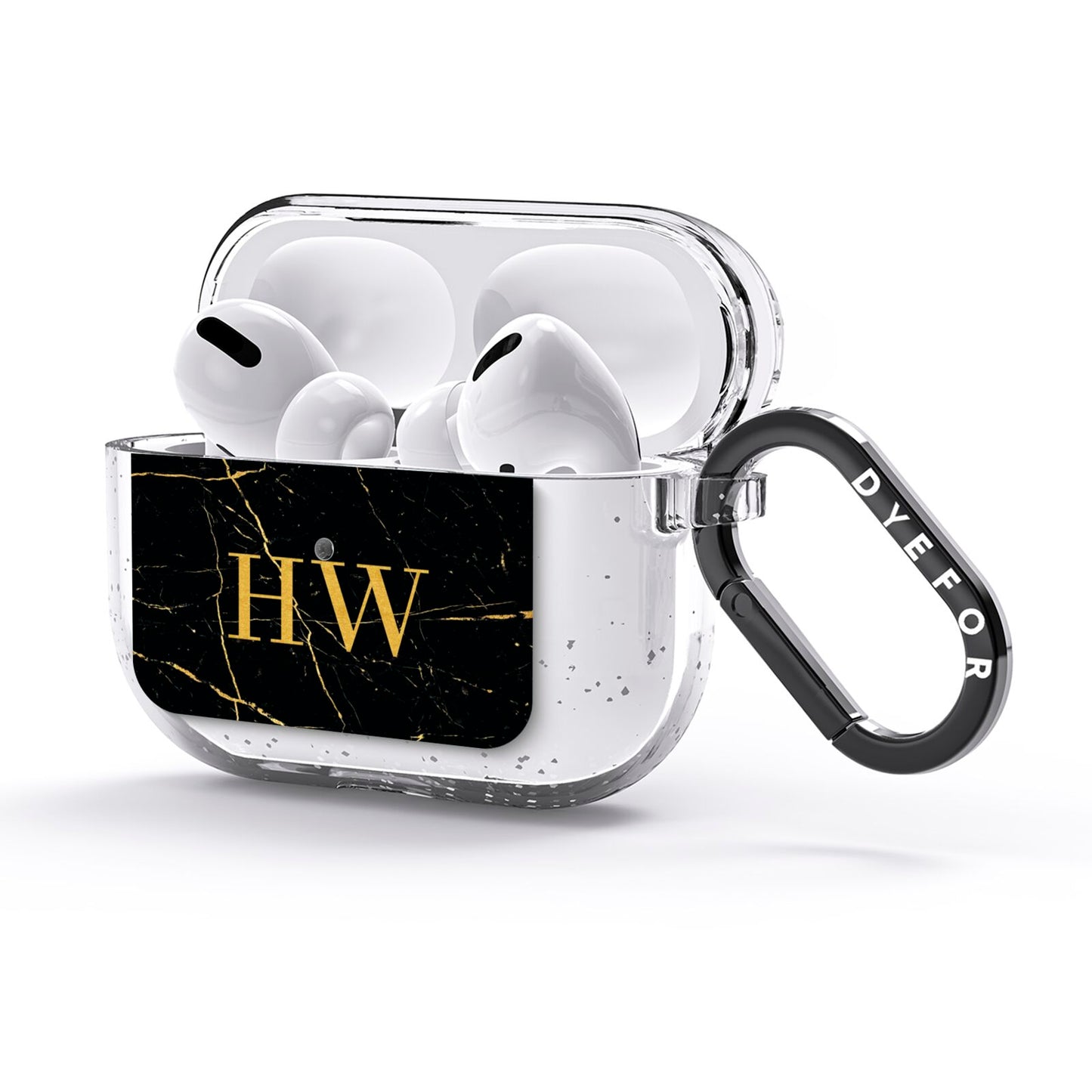 Gold Marble Monogram Personalised AirPods Glitter Case 3rd Gen Side Image