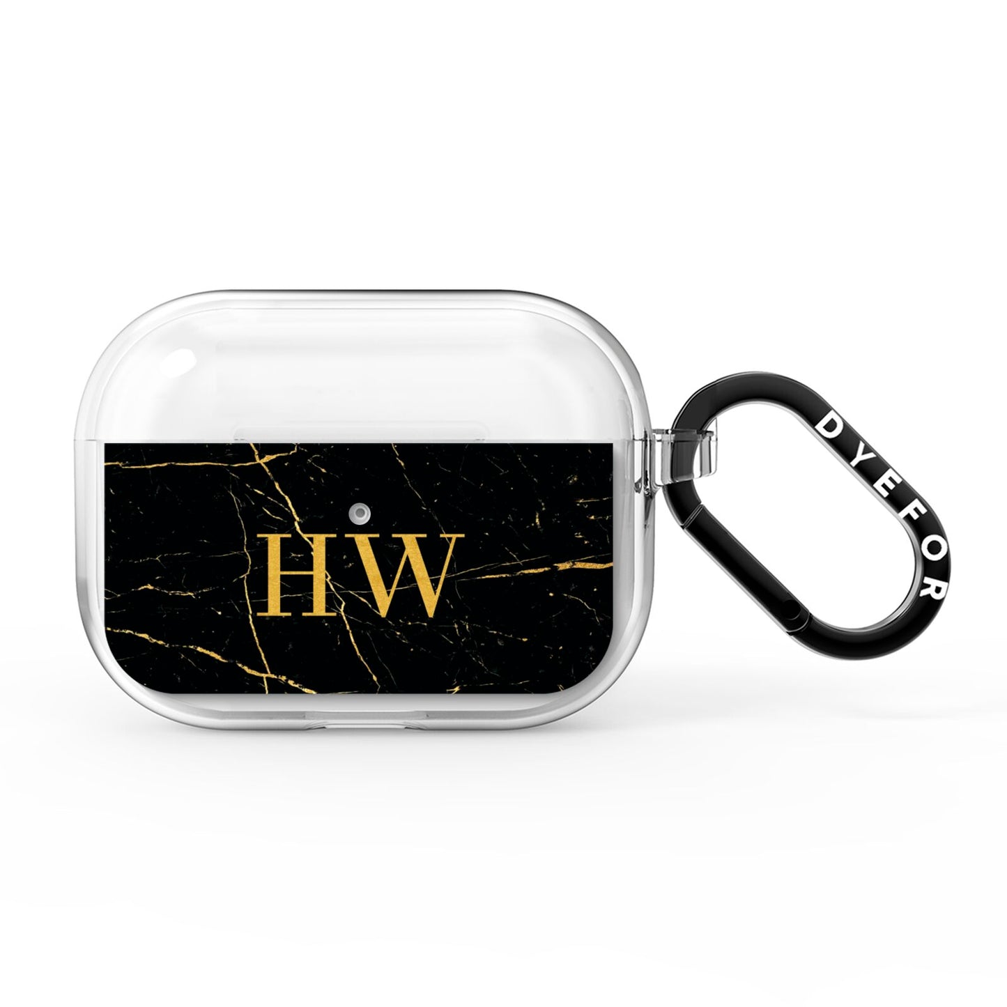 Gold Marble Monogram Personalised AirPods Pro Clear Case