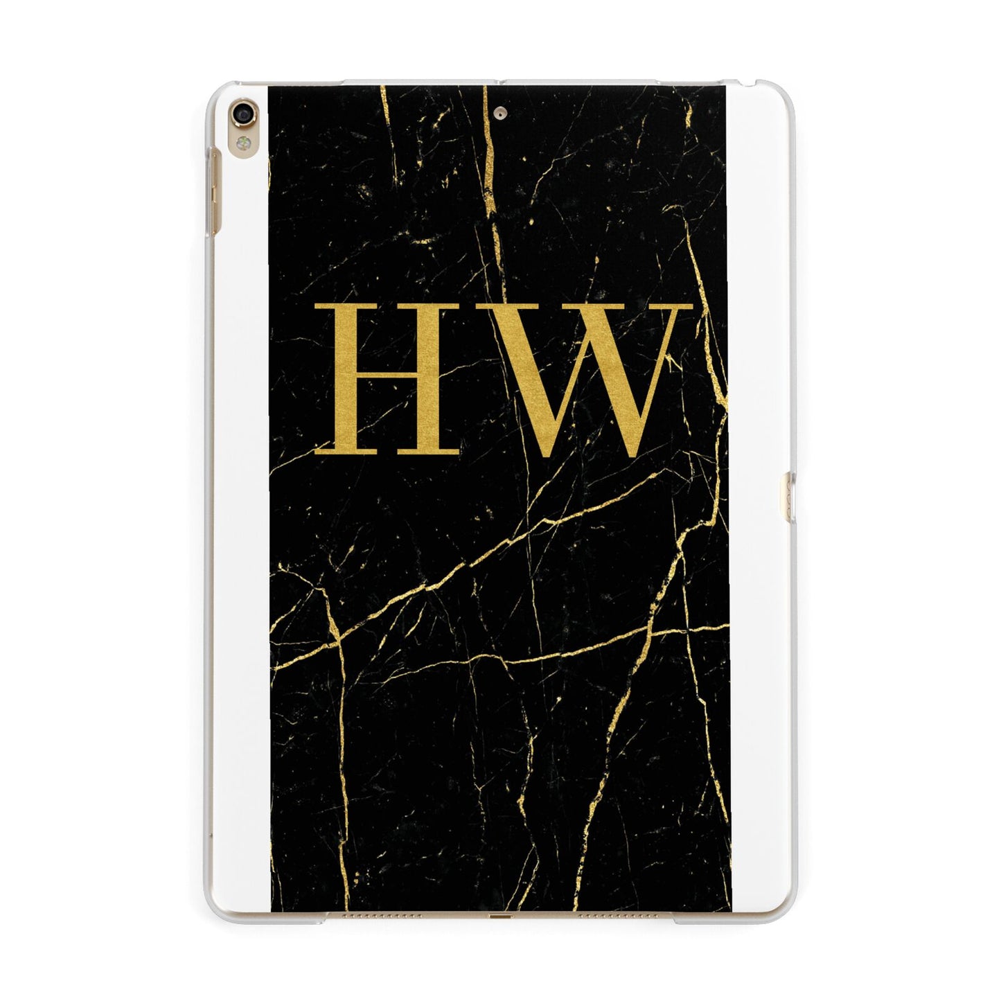 Gold Marble Monogram Personalised Apple iPad Gold Case