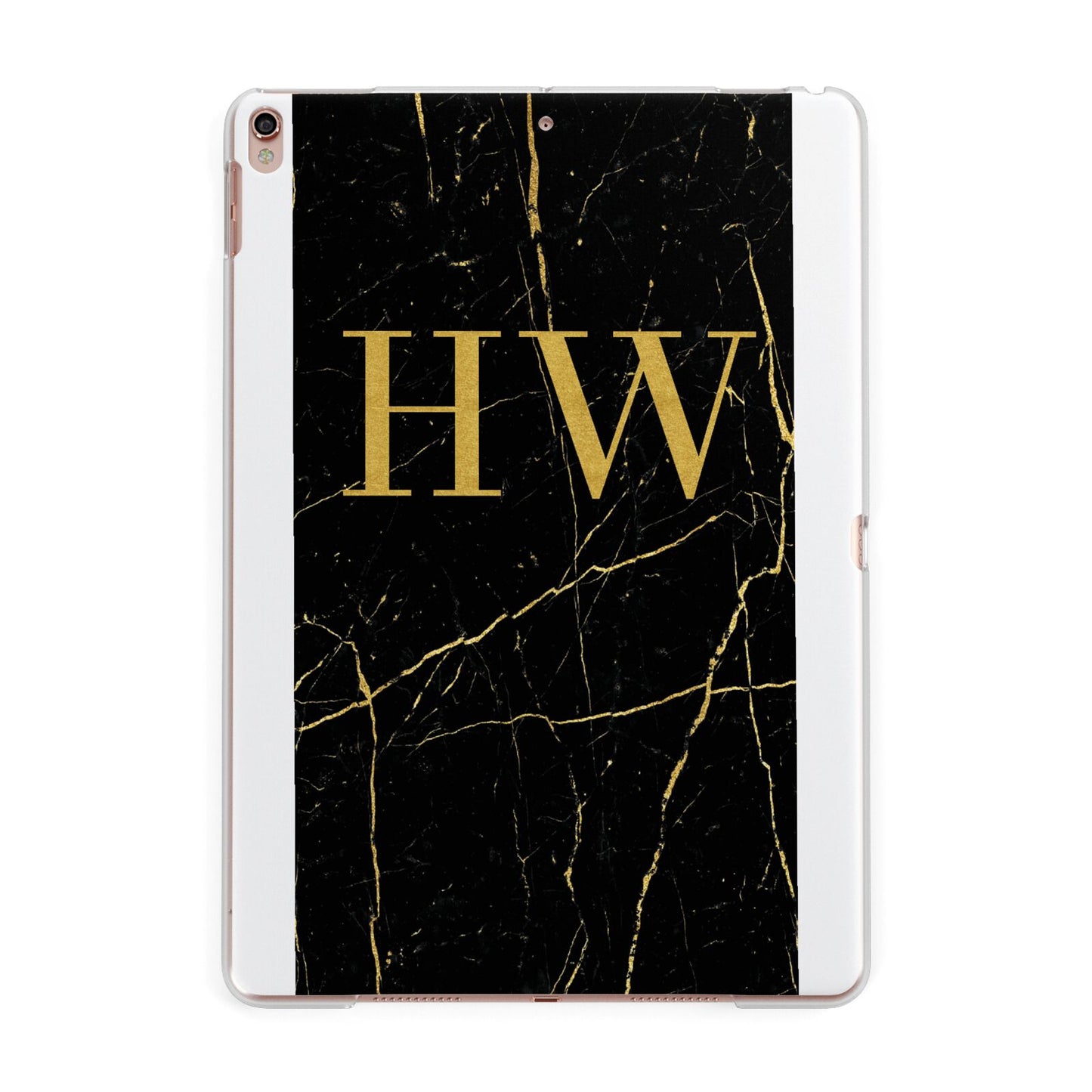 Gold Marble Monogram Personalised Apple iPad Rose Gold Case