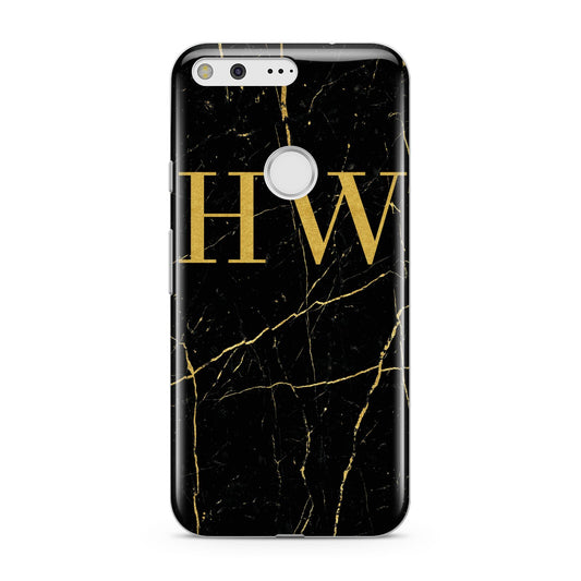 Gold Marble Monogram Personalised Google Pixel Case