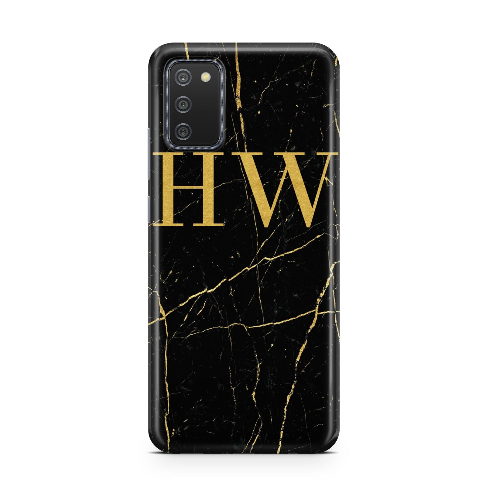 Gold Marble Monogram Personalised Samsung A02s Case