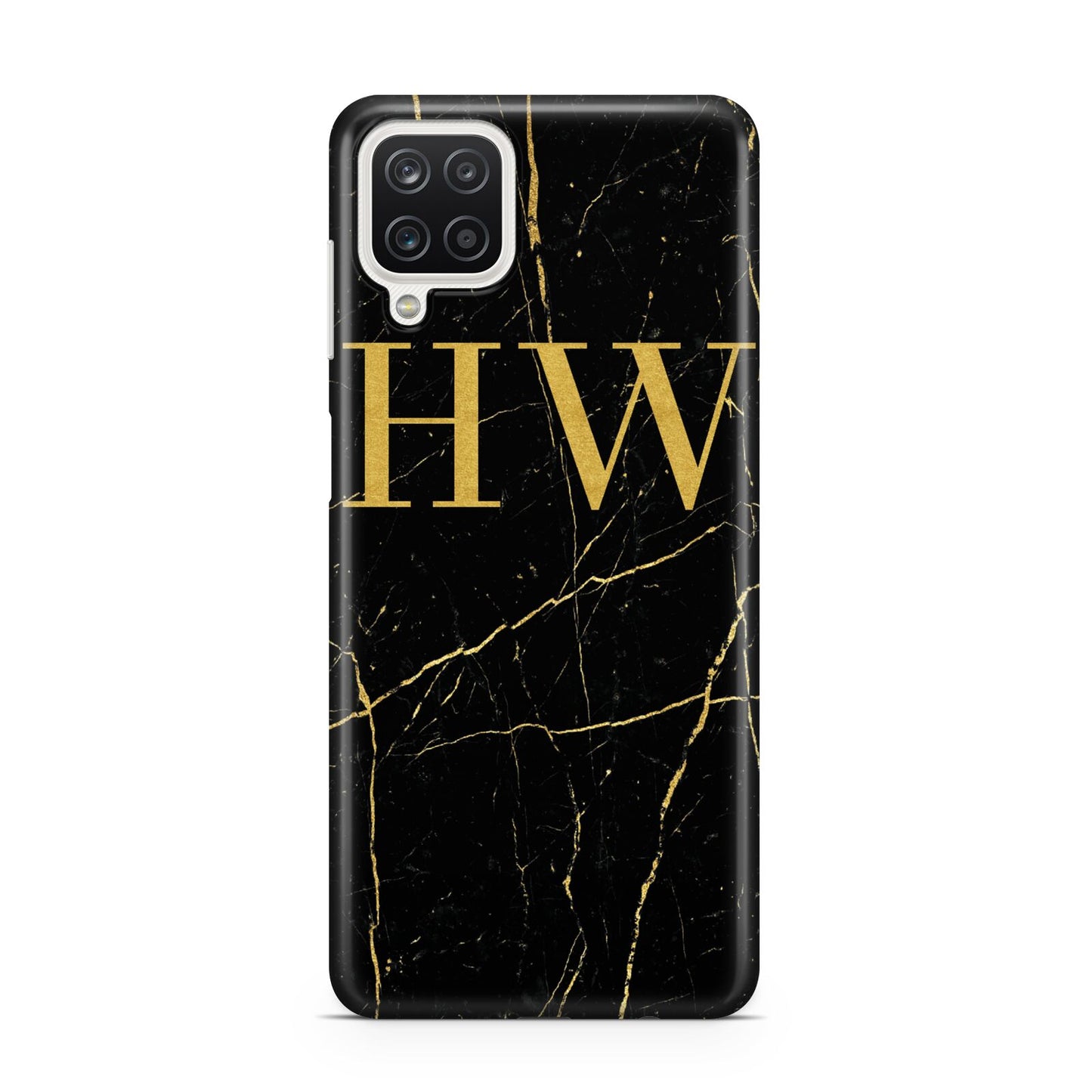 Gold Marble Monogram Personalised Samsung A12 Case